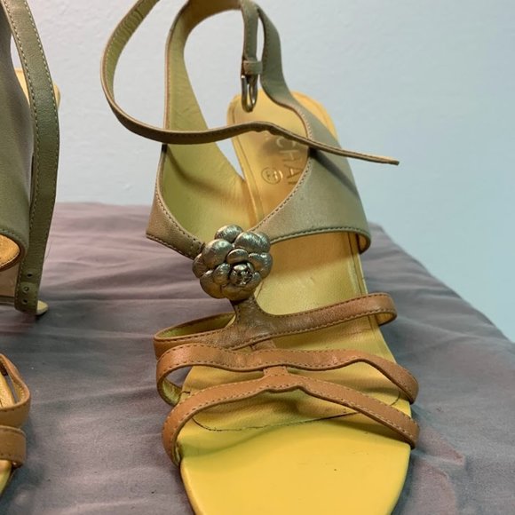 CHANEL Beige Open Toe Heels Size 36.5 - Picture 3 of 6